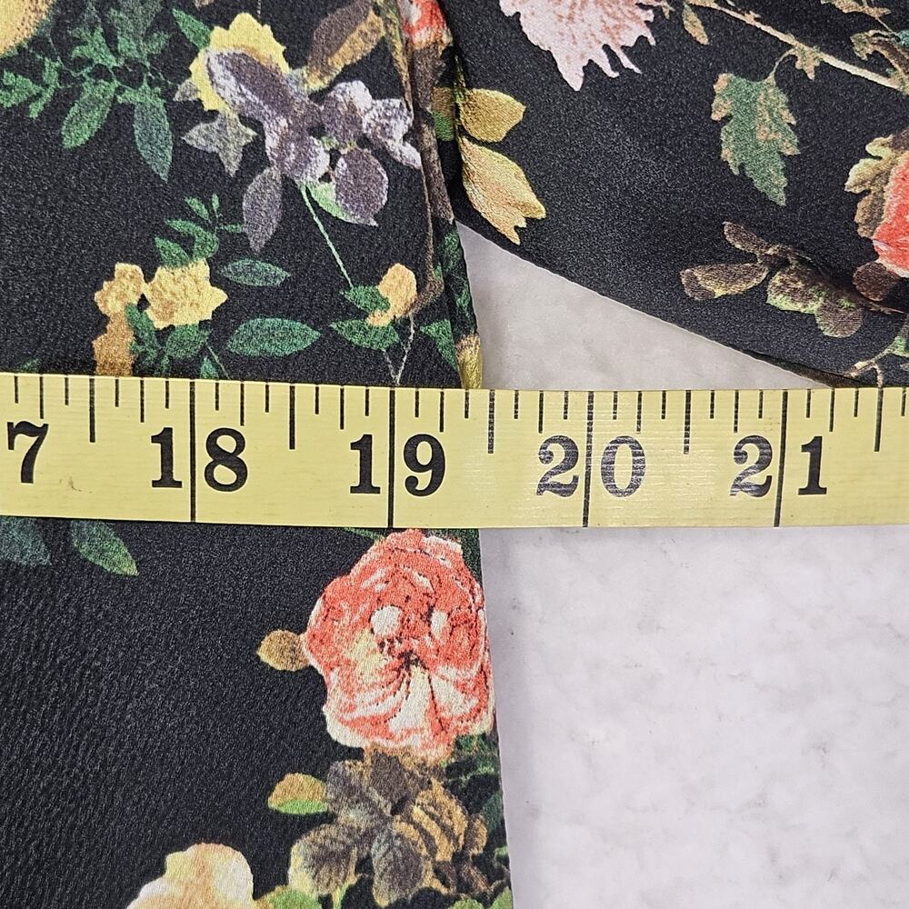 Banana Republic Black Floral Midi Shift Dress 3/4 Tie Sleeve Size 12 Cottagecore - Picture 10 of 16